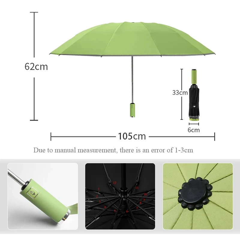 Automatic Folding Strong Umbrella for Men Women Windproof 12Ribs Reverse Umbrella Wind Resistant Trip Inverted Rain folding umbrella,automatic umbrella