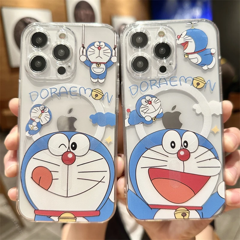 Custodia Cartoon D-Doraemon Per Iphone 15 11 12 13 14 Pro Max Mini Xs Xr 8 7 Plus Se 2020 Magsafe Cover Magnetica Wireless Charge