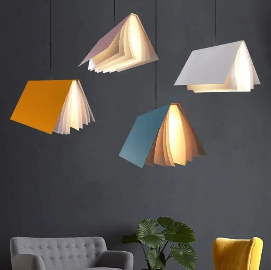 Creative Book Design Pendant Light Replica Hanging Lamps Nordic Indoor Decoration Reading Light for Children Room