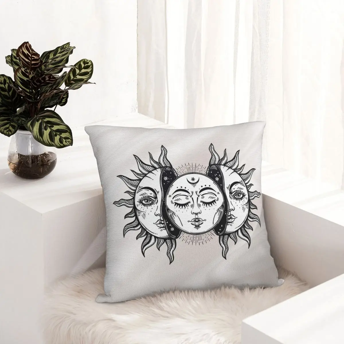 

Silver Vintage Solar Eclipse Sun And Moon pillowcase printed cushion cover sofa waist pillow pillow cover