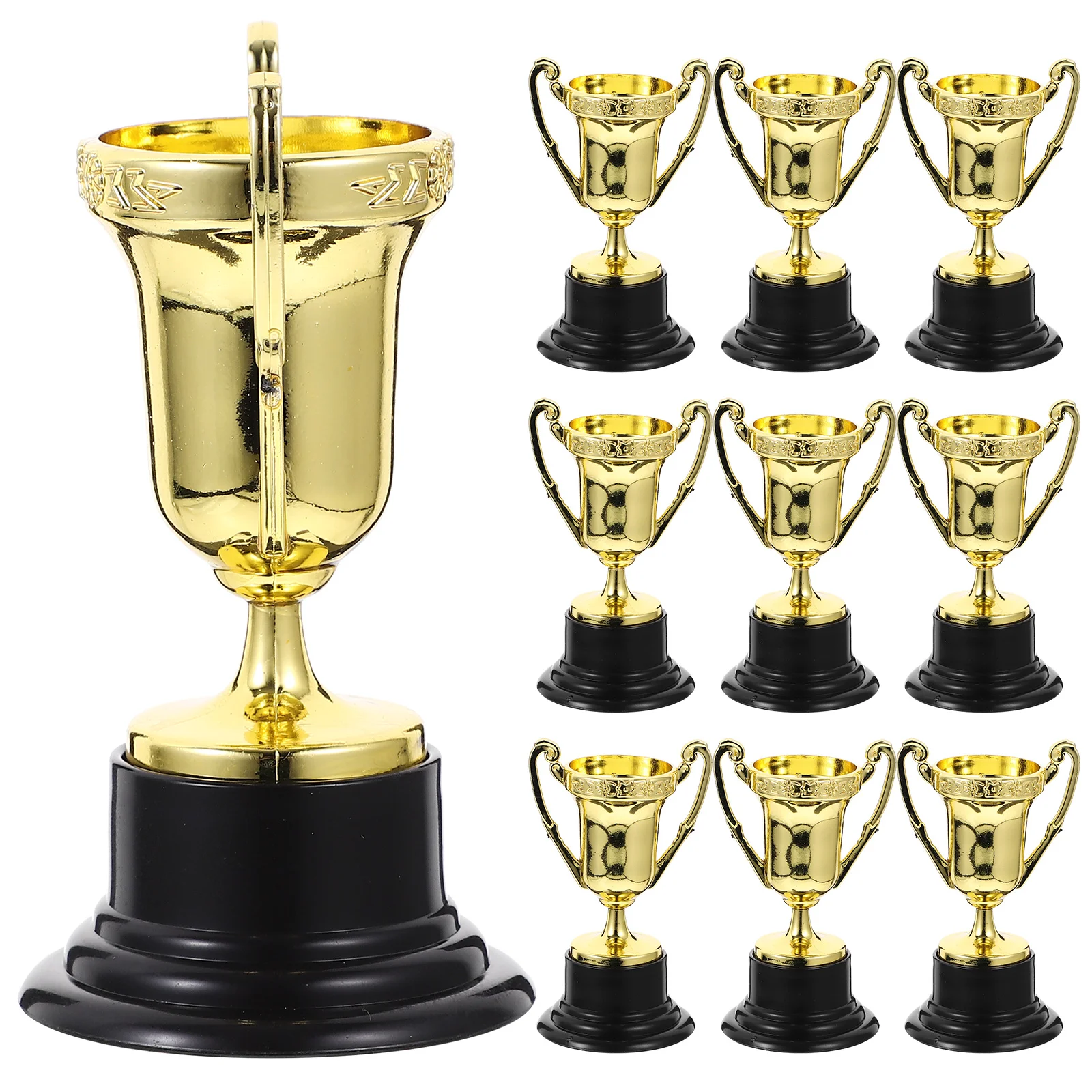 

10 Pcs Trophy Home Desktop Decor Kids Reward Toy Mini Cup Model Award Small Prize Plastic Prizes Foosball Gold