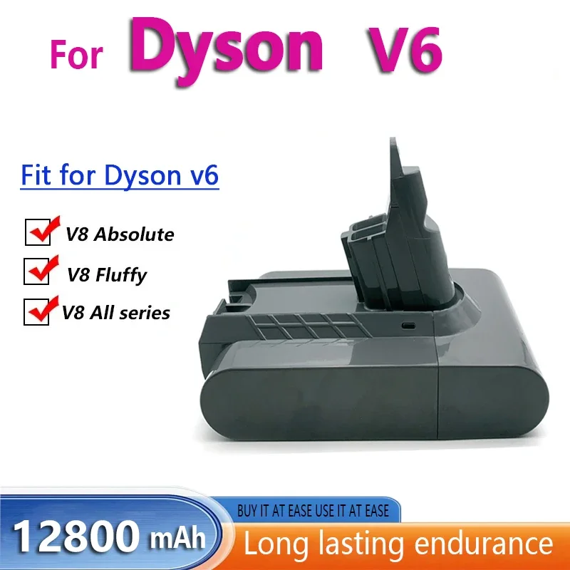 Bateria V6 Para Aspiradora Dyson, 21,6 V, 12800 Mah, Dc58, Dc59, Dc62, 650, 770, 880, Sv03, Sv04, Sv05, Sv06, Sv07, Sv09