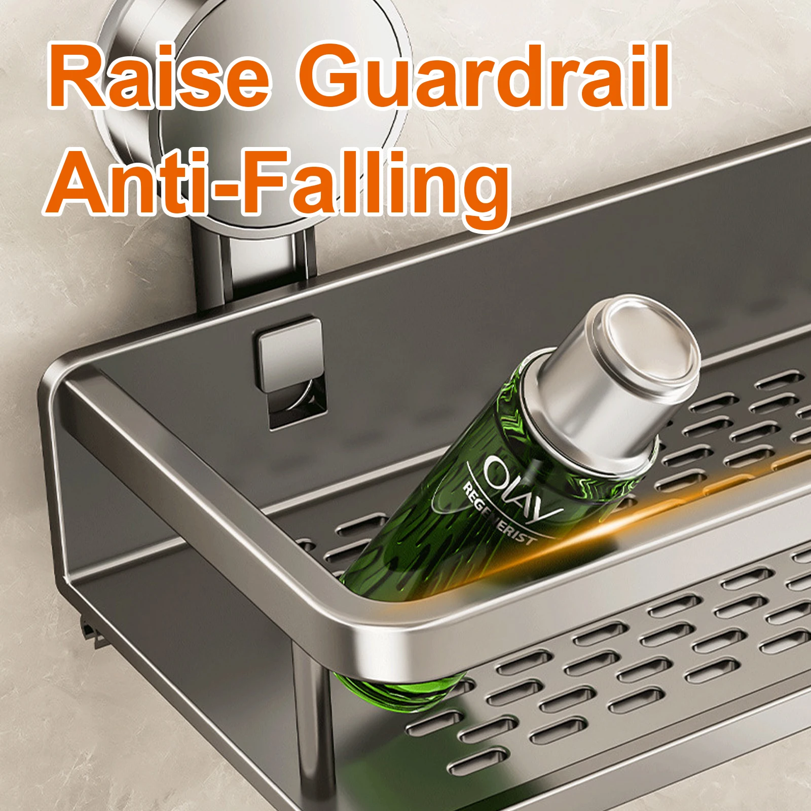 Suction Cup Bathroom Rack,Bathroom Shelf,Toilet Space Aluminum No Drill Hanging Rack,Bathroom Organizer Hang On the Wall