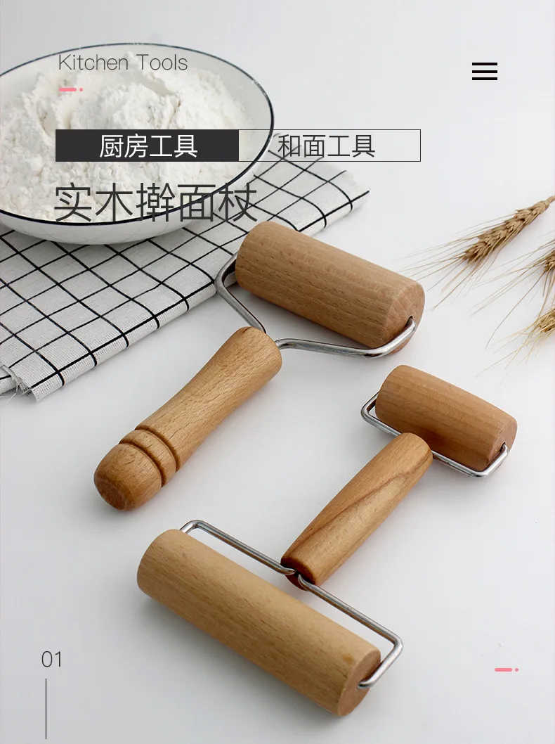 Description Picture 4 of itemWooden Rolling Pin Hand Dough Roller for Pastry Fondant Cookie Dough Chapati Pasta Bakery Pizza Kitchen Tool Dough Roller