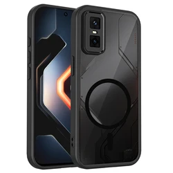 Luxury Magnetic Matte Hard Case with Wireless Charging for Infinix GT 30 Pro (Black)