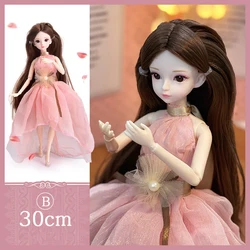 Fashionable 30 cm BJD Doll Set with Makeup Accessories - Dark brown eyes (Doll with clothes 02)