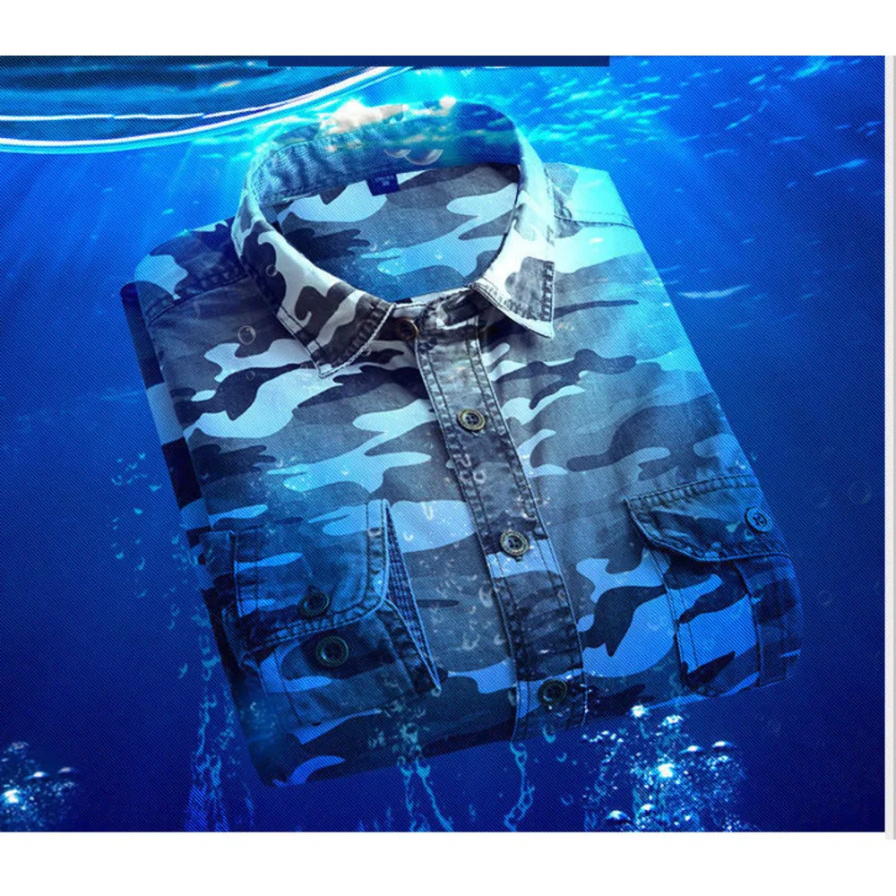 Camicia mimetica in puro cotone per primavera e autunno, abbigliamento da lavoro casual a maniche lunghe per esterni, giacca-camicia, da uomo_voghion.com