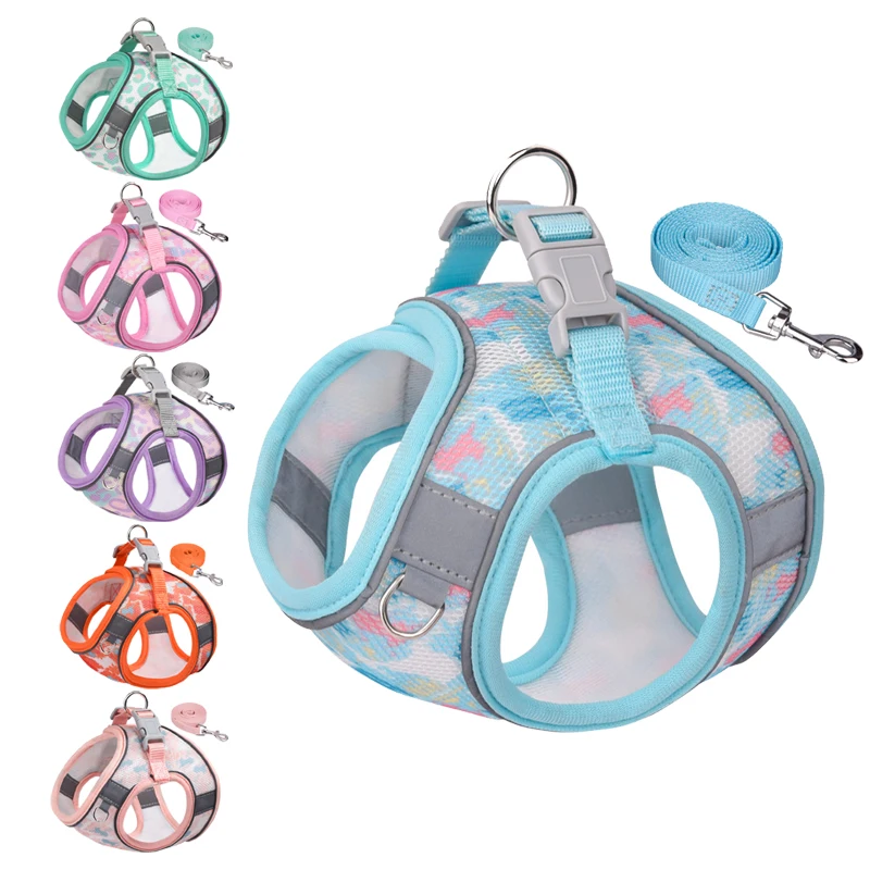 PetHarnessVestSetforSmallMediumDogsCatsHarnessLeashFrench