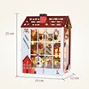 DIY Book Nook Wooden Miniature Model Kit Christmas House Bookend Assembled 3D Puzzle Bookshelf Home Decor Adults Gifts 6