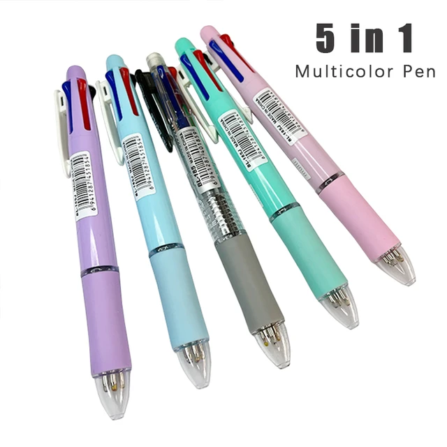 Stylo à bille multicolore 5 en 1 0.5mm, 5 pièces/lot, stylo