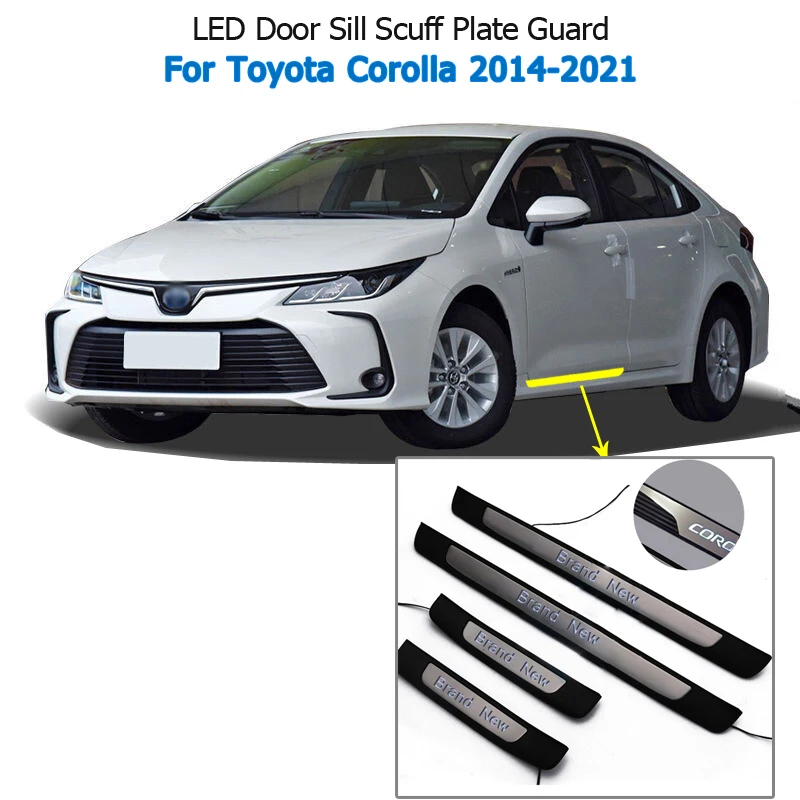 

4 шт., светодиодные наклейки на порог для Toyota Corolla 2014-2021