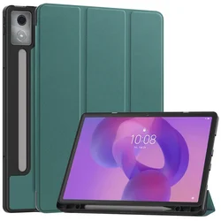 Magnetic PU Leather Smart Cover with Pen Holder for Lenovo Idea Tab Pro 12.7 (Dark green)
