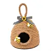 Handmade Woven Rope Bees Hives Hanging Ornament with Decorative Bowknot for Seasonal Festivities Bees Party Decors 87HA 2