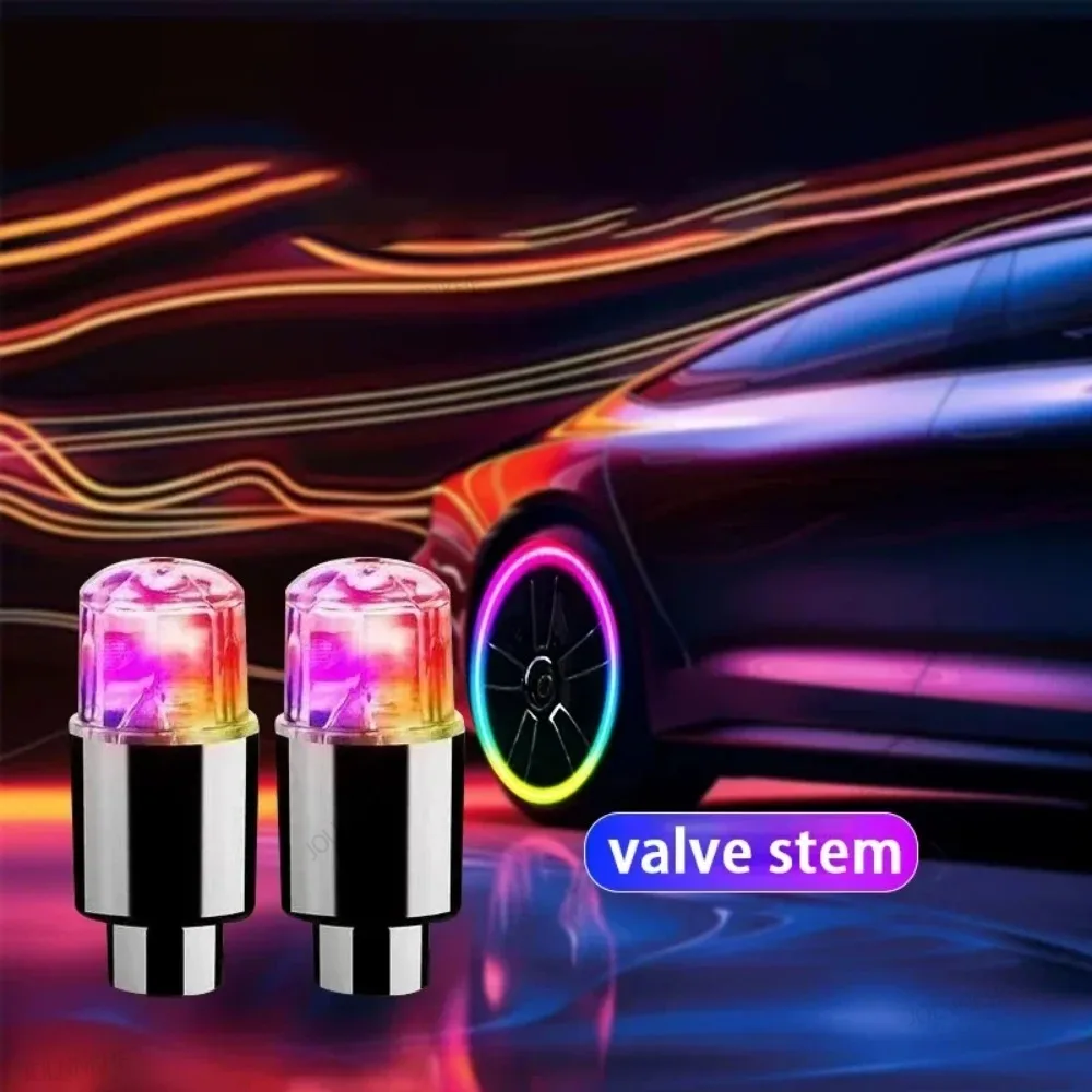 Colorful LED Wheel Valve Caps - Illuminating Tire Accessories for Cars, Motorcycles, and Bicycles