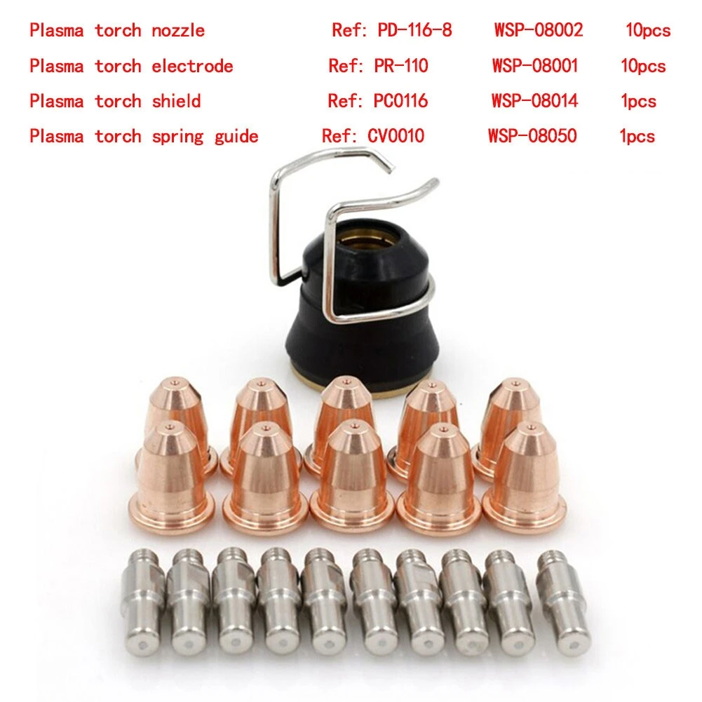 

22pcs PD116-8 PR110 Plasma Cutting Torch Consumables For Trafimet S45 Pr-110 Wsp-08001 Plasma Torch Electrode WSP-08014 Cover