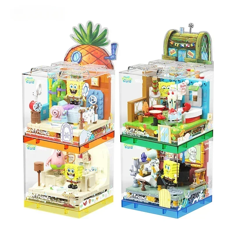 Spongebob Series Building Blocks Box Patrick Star Krusty Krab Squidward Tentacles Room Model Assembled Toy Ornaments kids Gift 2
