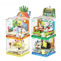Spongebob Series Building Blocks Box Patrick Star Krusty Krab Squidward Tentacles Room Model Assembled Toy Ornaments kids Gift 2