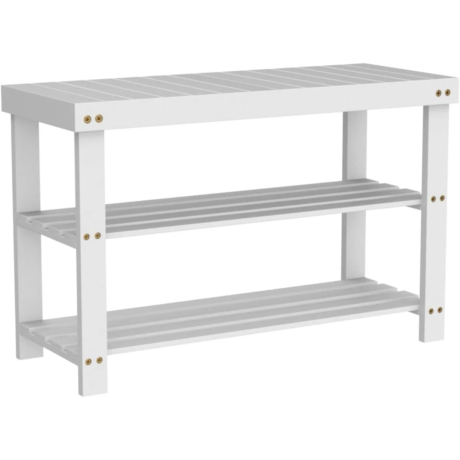 Apicizon Bamboo Shoe Rack for Entryway 3-Tier Shoe Rack Bench for Front Indoor Entrance Small Organizer with Storage