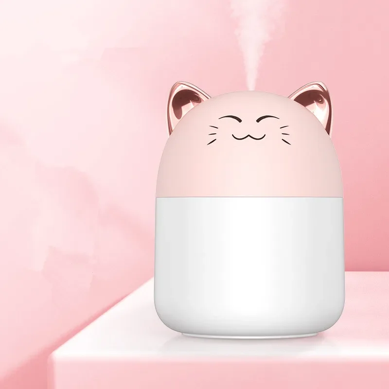 

250ml Ultrasonic Air Humidifier Cute Pet Aroma Diffuser with Colorful Night Light Cool Mist Humidifiers for car Home Office