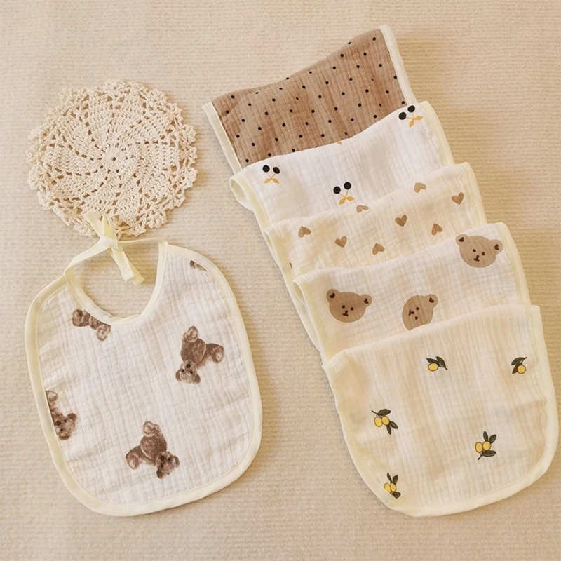 Cotton Gause Baby Bibs Solid Color Infant Bib Newborn Burp Cloths Bandana Scarf for Kids Newborn Boy Girls Feeding S