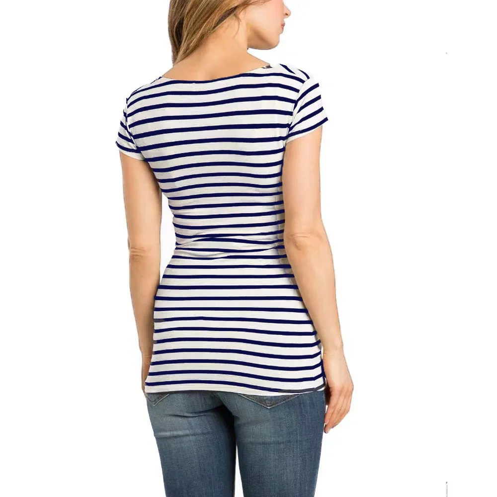 New Maternity Clothes Womens Sleeveless Crew Neck Solid Color Asymmetrical Flap Nursed Tops Casual T Shirt For Breastfeeding 6
