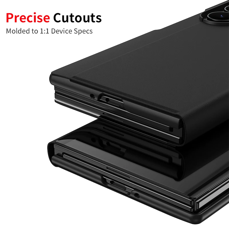 Premium Glossy Mirror Flip Case with Multi-Form Stand Holder for Smartphones
