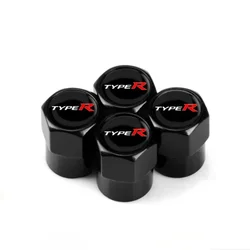 Sleek Aluminum Tire Valve Caps - Set of 4 (Type R Black)