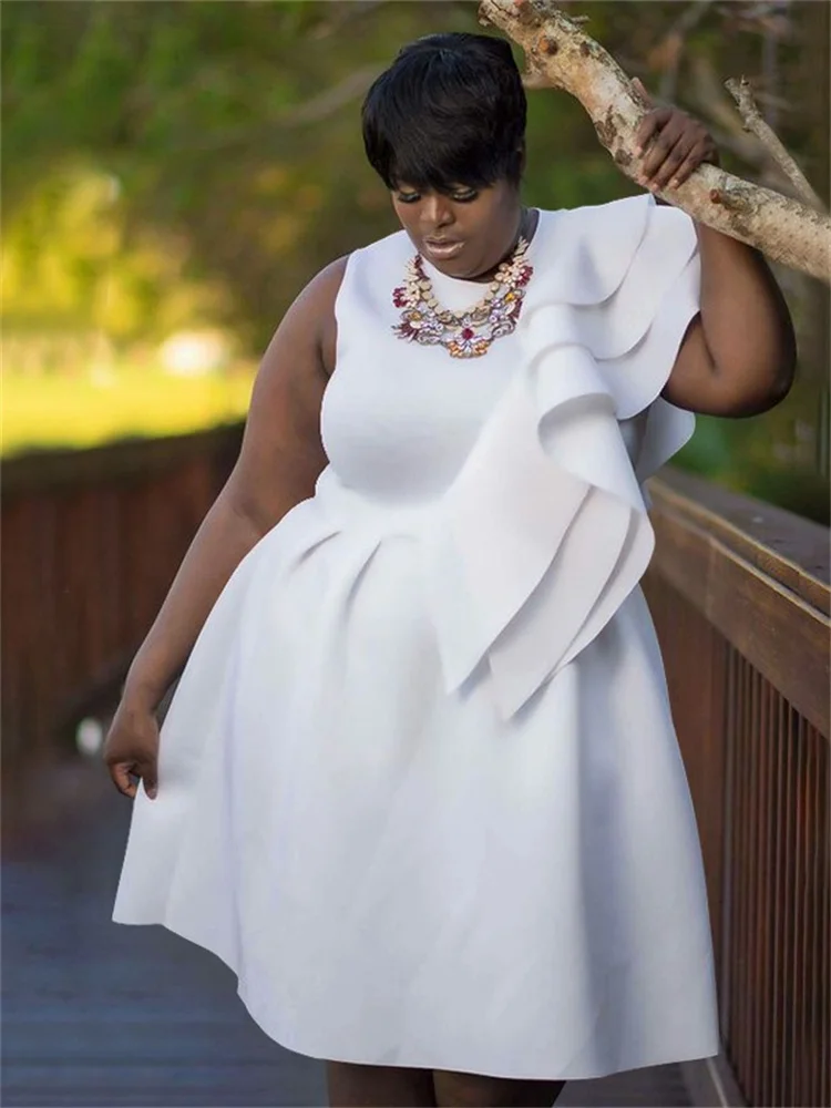 Wmstar Plus Size Dresses for Women Solid O Neck Elegant  Fashion Midi Dress New in Summer Clothes Wholesale Dropshipping 2024