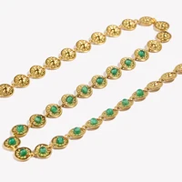 E.B.belle New Basic Round Half Green Stone Necklace PVD Plating Stainless Steel Fashionable Party Women Stacked Jewelry