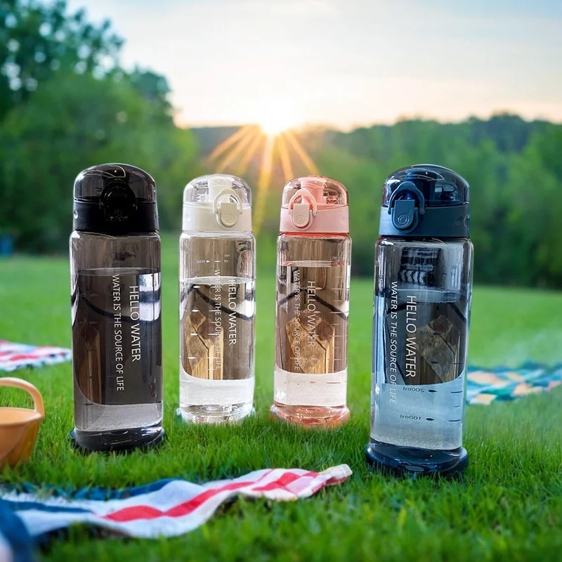 Plastic Sports Water Bottle, Portable, Gym, Travel, Clear, Leak Proof, Drinking Bottle,High Value,Modern Simple Style