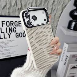 Enhanced Cooling Phone Case with Camera Mount & Wireless Charging Capability - iPhone 15 Plus (Antique White)