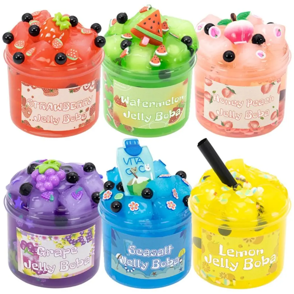 Soft 300ml/70ml Slime Kit Fruit Crunchy Non-Sticky Jelly Cube Slime Stress Relief Glitter Children's Toy Gifts Party Favor Gifts slime kit,fluffy slime