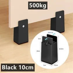 Adjustable Heavy Duty Furniture Risers with Screw Clamp, Set of 4 (Black 10cm - 4pcs)