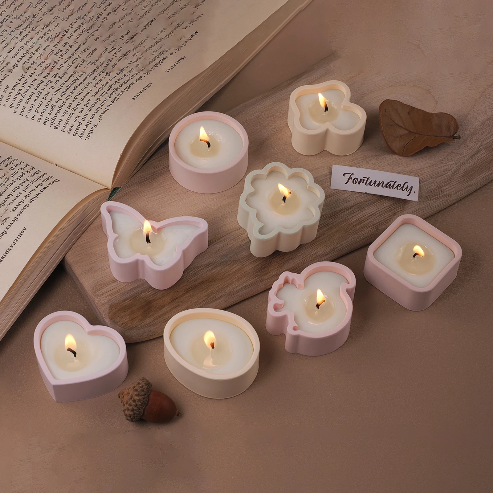 Tealight حامل شمعة كوب قالب من السيليكون الحب الفط...