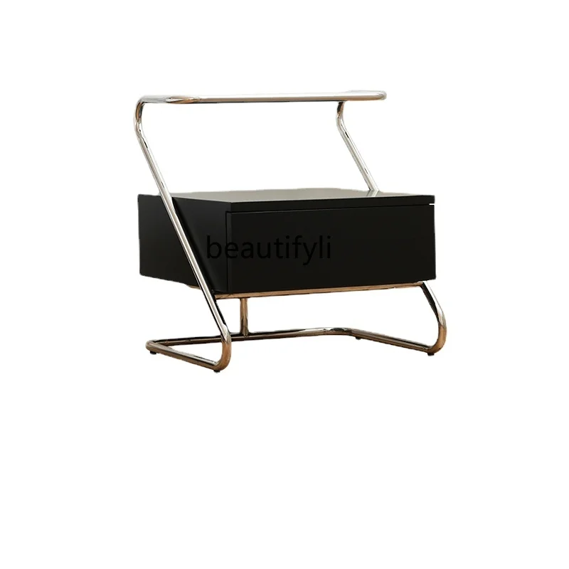 

zq Changhong Tempered Glass Countertop Bedside Table Mid-Ancient Small Bedside Cabinet Modern Minimalist