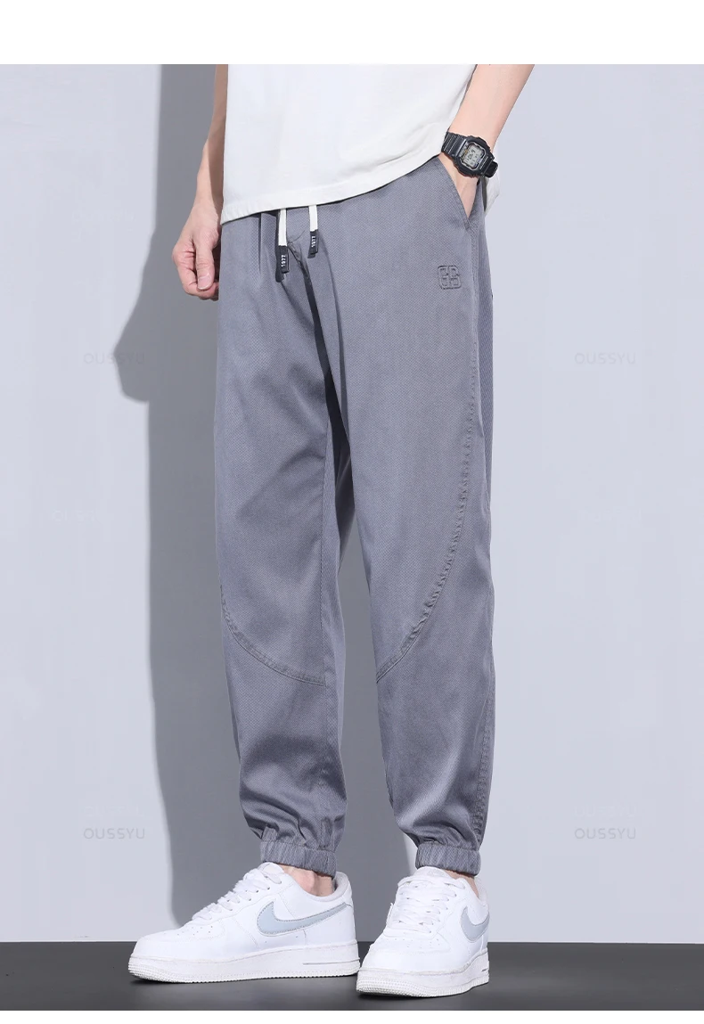 Description Picture 2 of itemBrand Clothing Summer Soft Lyocell Fabric Men's Cargo Casual Pants Thin Jogger Korean Sweatpants Harem Trousers Male Plus Size