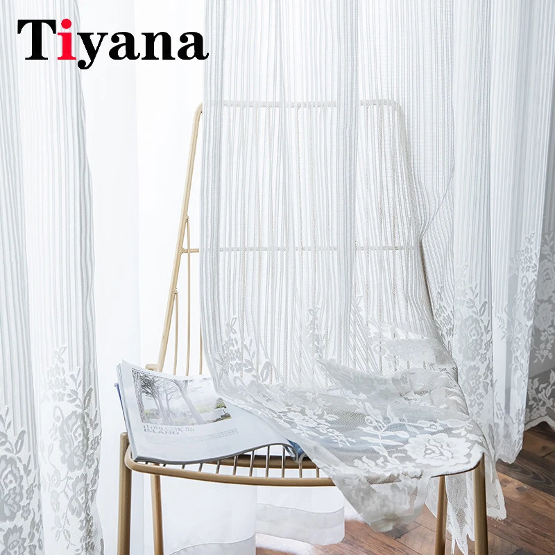 Korean White Embroidered Voile Curtains For Bedroom Window Curtain Living Room Sheer Blinds Custom Made Drapes 201Y | Дом и сад