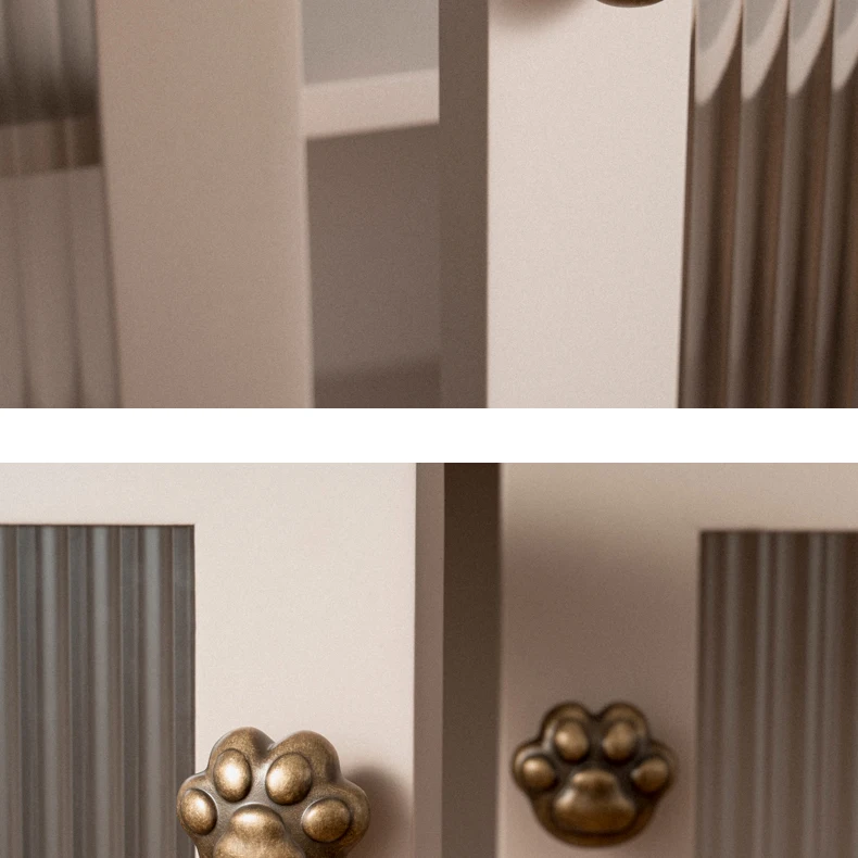 antique brass cabinet pull with cat paw detail