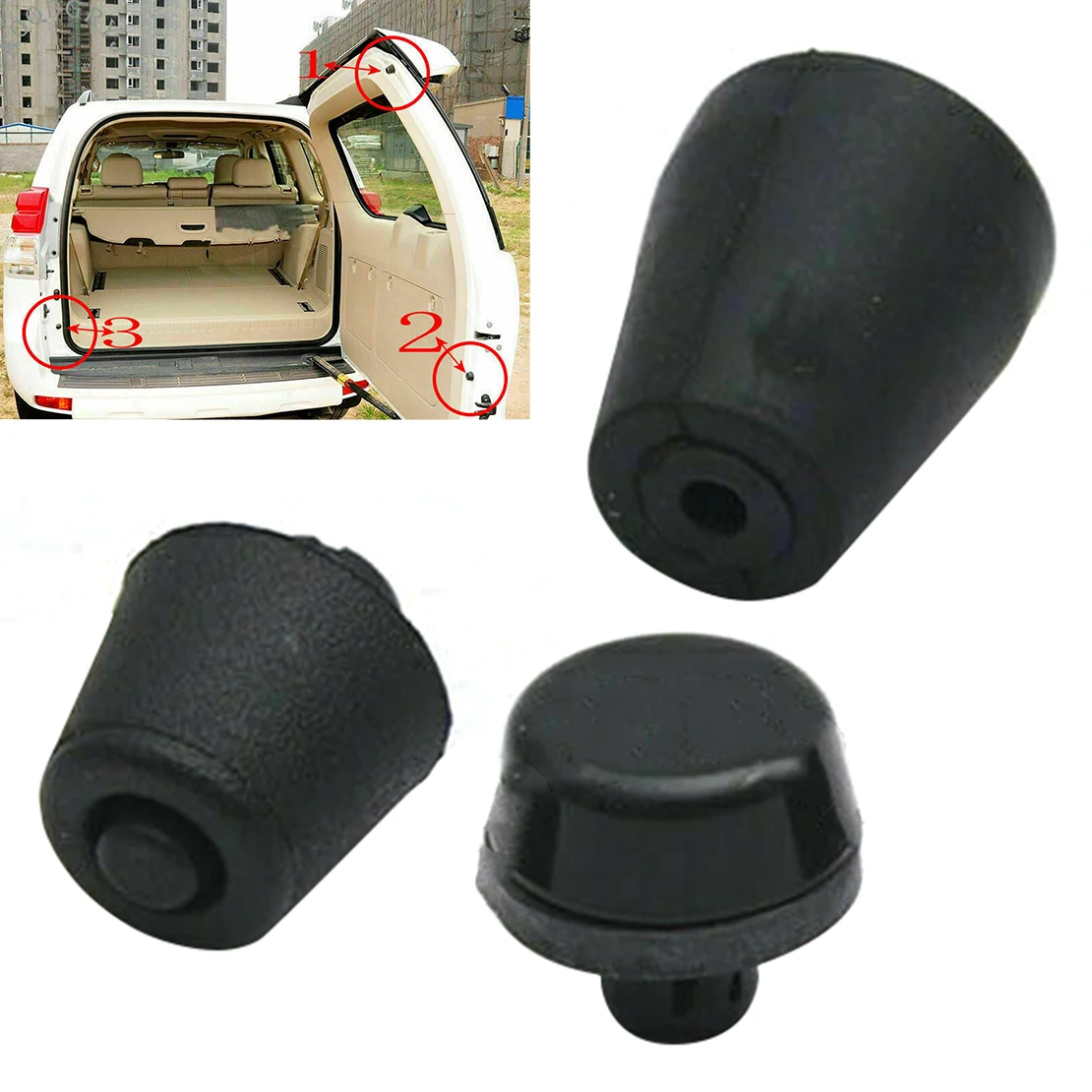 3-teiliges hinteres Kofferraum-Heckklappen-Dämpfungs-Granulat-Gummiauflage, passend für Toyota Prado 150 2010 2011 2012 2013 2014 2015 2016–2021 – Detail 6