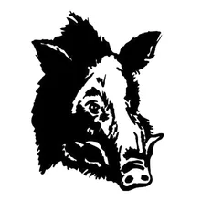 

WILD PIG FACE Interesting Vinyl Car Sticker Motorcycle Decal Black Silver 14.8X20CM