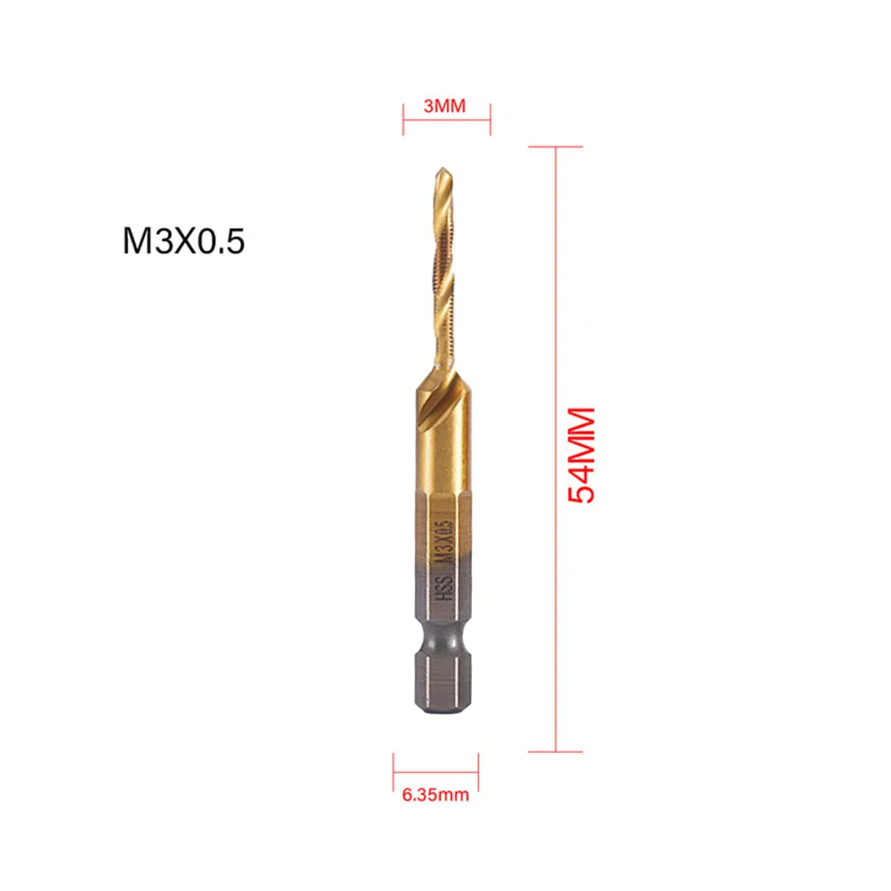 M3-M10 Screw Tap Drill Bits Titanium Plated Hex Shank HSS Metric Tap Drill Compound Tap Quick Change Hex Tool For Woodworking