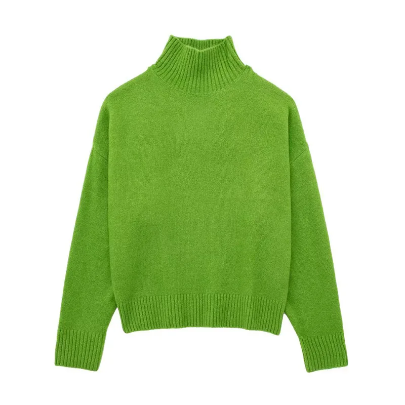 

Women 2023 Autumn New Fashion Streetwear Knitted Sweater Vintage Turtleneck Long Sleeves Basic Female Pullover Chic Top