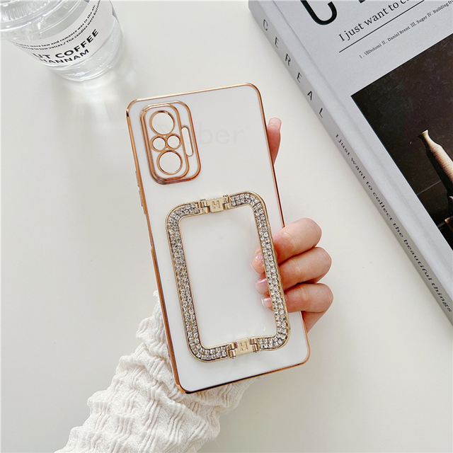 Plating Silicone Rhinestones Holder Case For Xiaomi POCO X3 M3 M4 12 Pro 11 Ultra 11T 10 Lite 10T Mix4 CIVI Diamond Stand