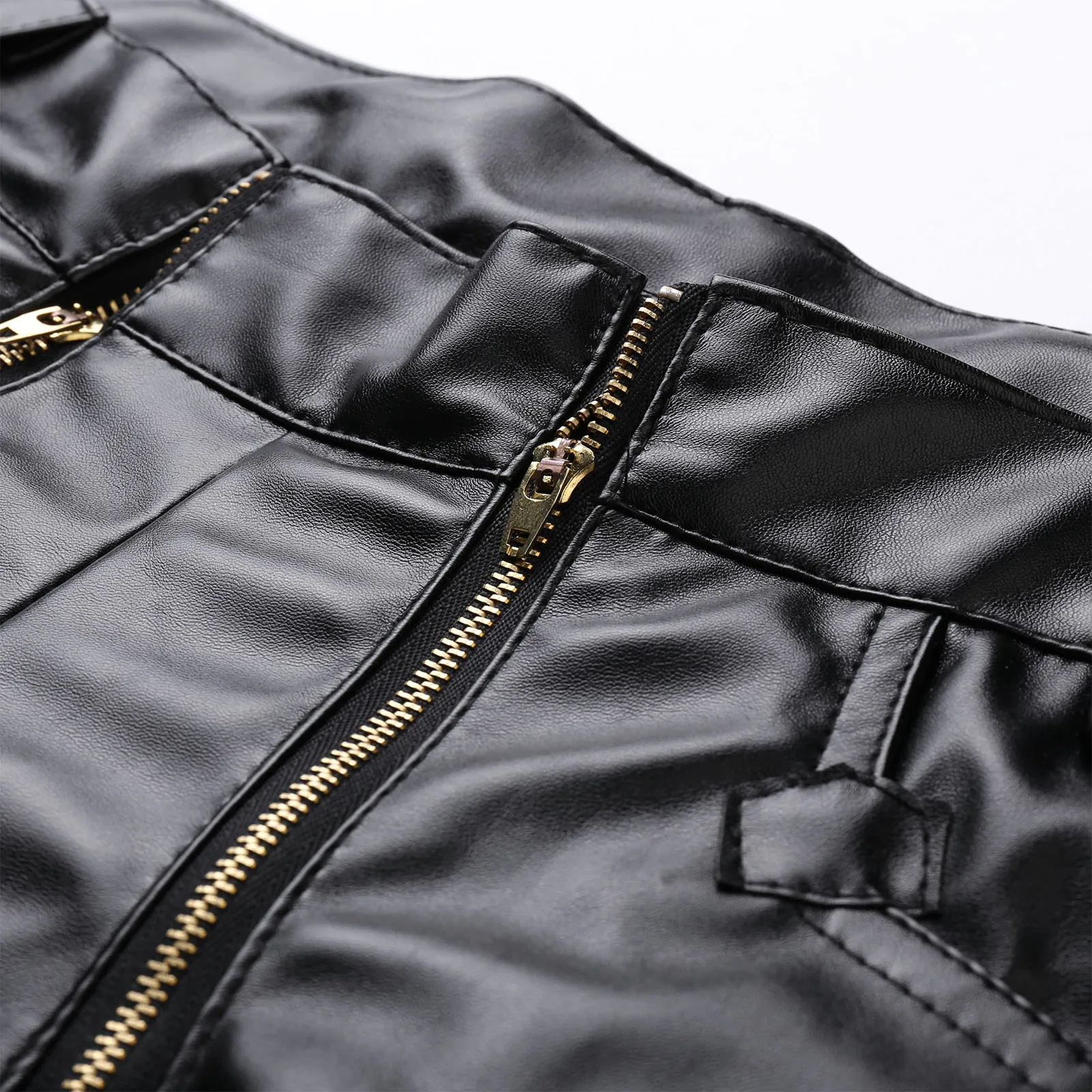 Men Latex Stretchy Leather Pants Slim PU Leather Skinny Pants Wet Look Tights Streetwear Trousers men trousers leather pants skinny pants