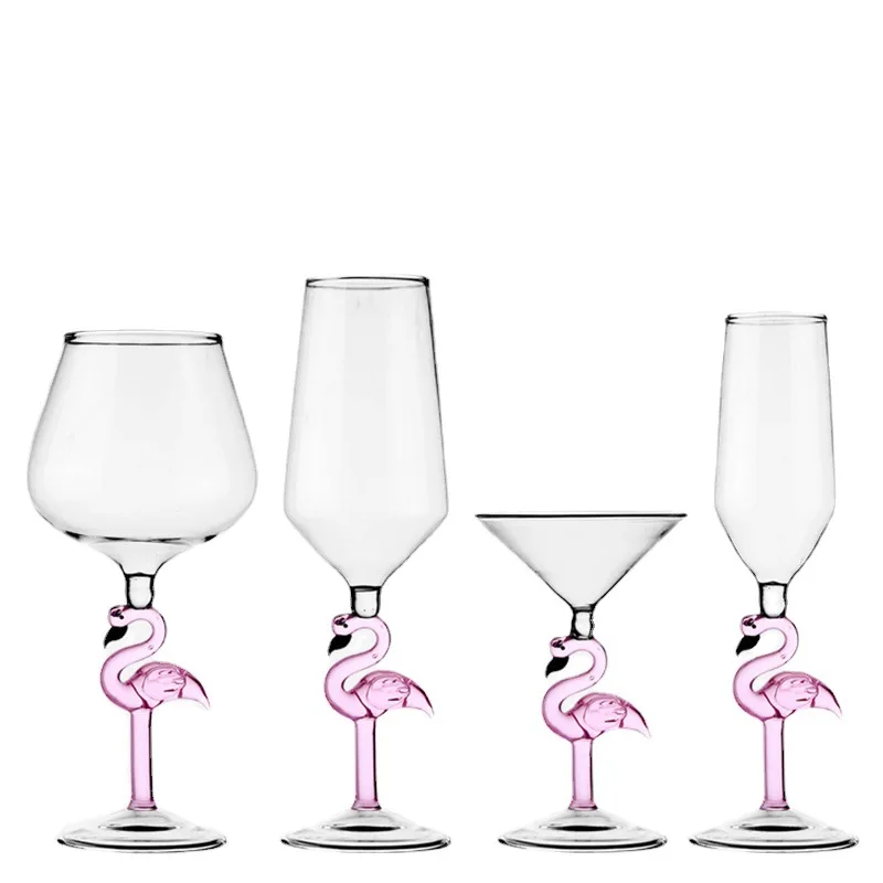 Glass Cup Flamingo Stem Goblet Champagne Flute Martini Cocktail Bar Party 1 Piece