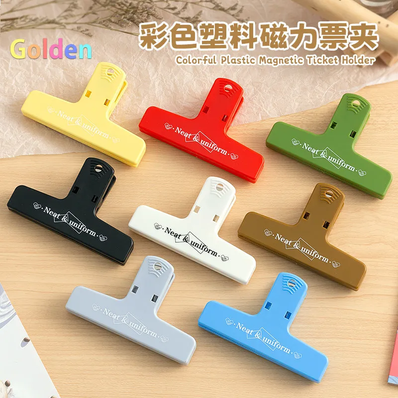 6pc 레트로 다기능 자석 클립 영수증 및 메모용 창의적 다채로운 플라스틱 사무실 정리함, 휴대용 경량