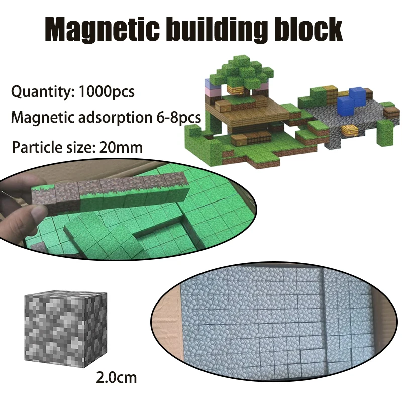 DIY Building blocks Magnetic Children's assembly toy model decoration 224pcs 2.0cm For 3 years old + For magnetic building blocks,magnetic assembly toy