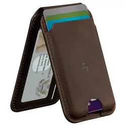 Premium Crazy Horse Leather Magnetic Wallet with Adjustable Stand (Vintage Brown)