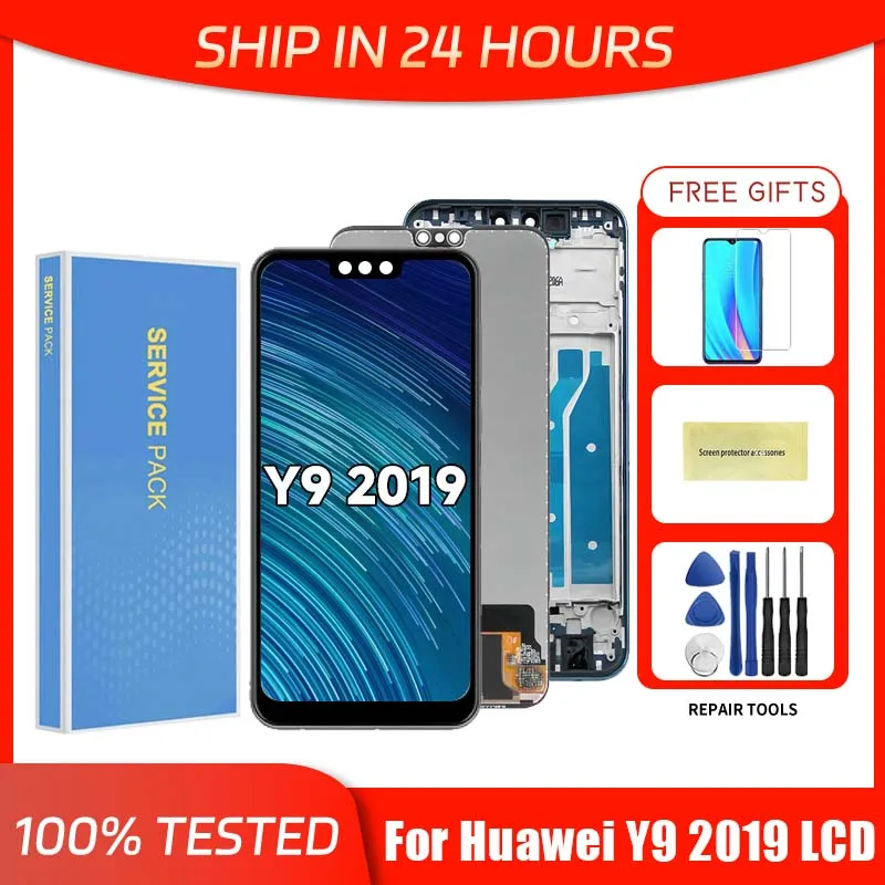 6.5 인치 LCD 프레임 교체, 화웨이 Y9 2019 / Enjoy 9 Plus 디스플레이 터치 스크린 디지타이저 어셈블리 수리 부품