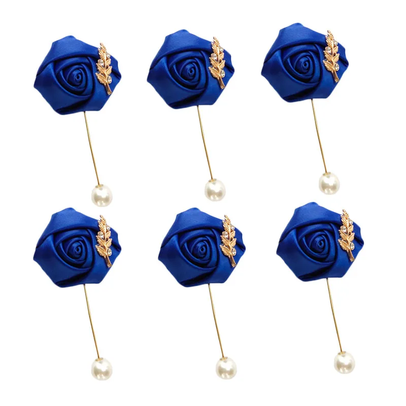 

Groom Boutonniere Lapel Pins Corsage Wedding Suit Buttonhole Silk Roses Gold Leaves Men Women Brooch Flowers Mariage Accessories